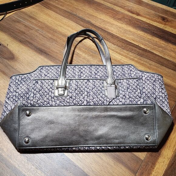 Coach Taylor Snake Print Alexis Tote Carryall Shoulder Bag Leather Trim F26034 - Picture 2 of 15